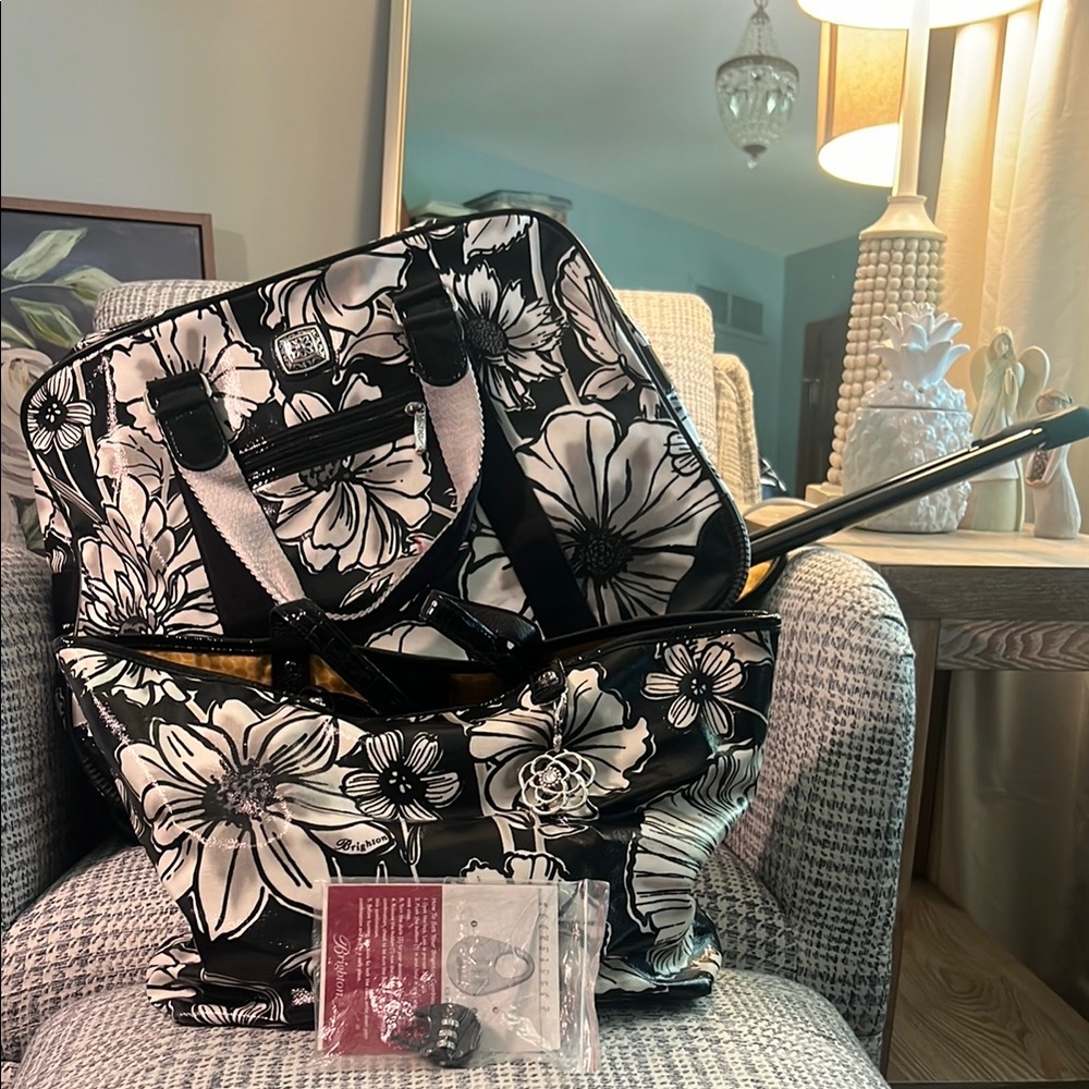 Brighton Black and White Floral Tote